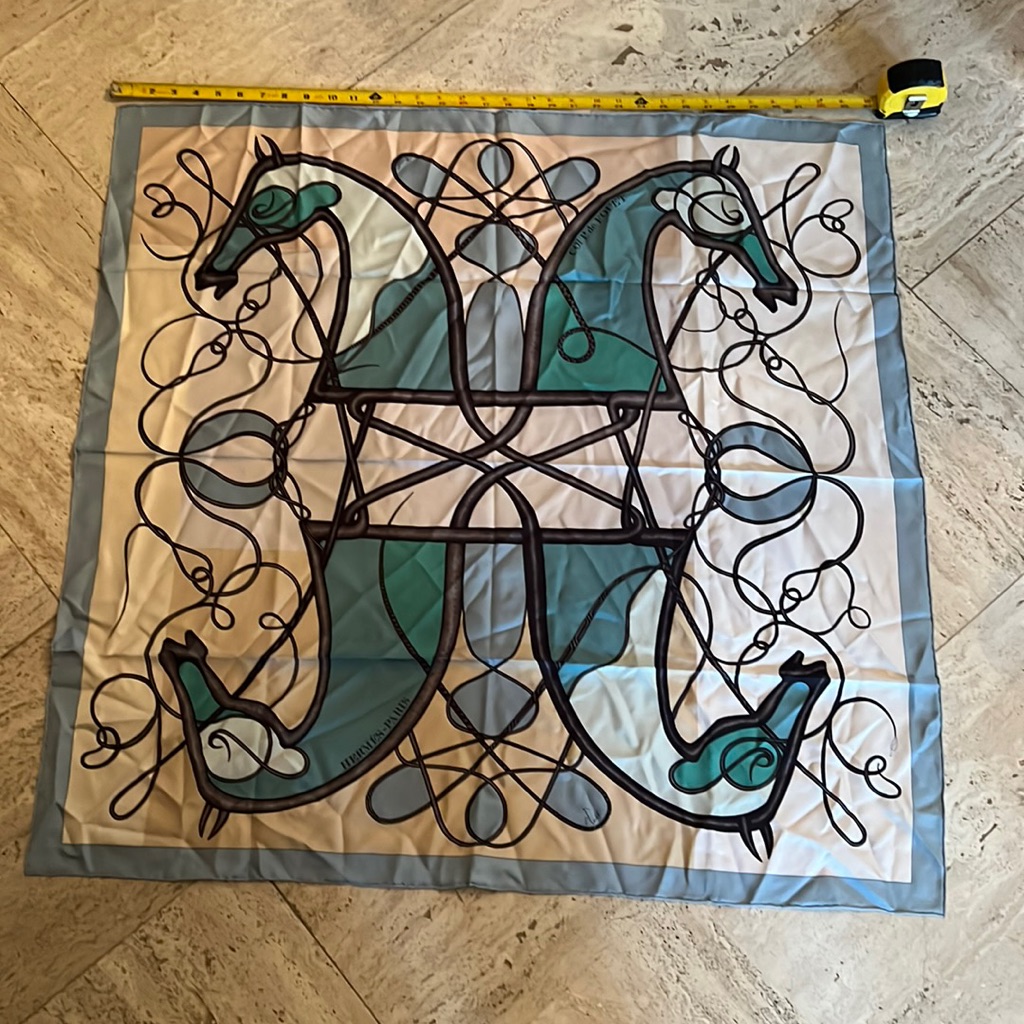 Hermes Four Horse Head Silk Scarf